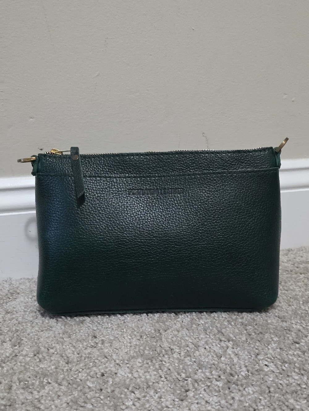Portland Leather Goods PLG Classic Poppy Crossbody Bag Forest Green Pebby